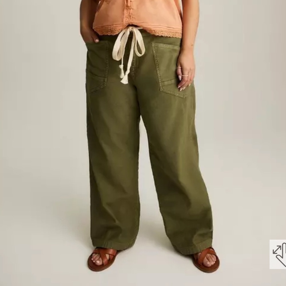 Olive Green Wide-Leg Pants